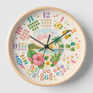 Hawaii Kawaii sunset tropical cute clock