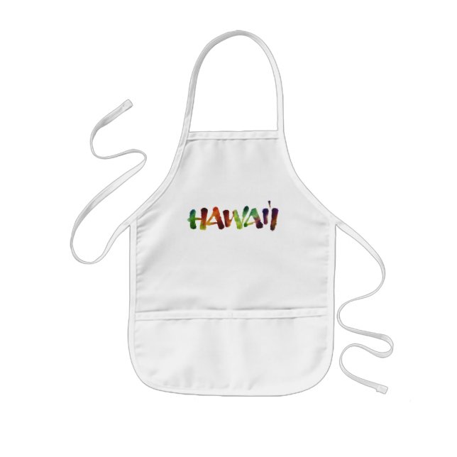 Hawai'i Lettering - Fun Bright Hawaiian Luau Cook Kids Apron (Front)