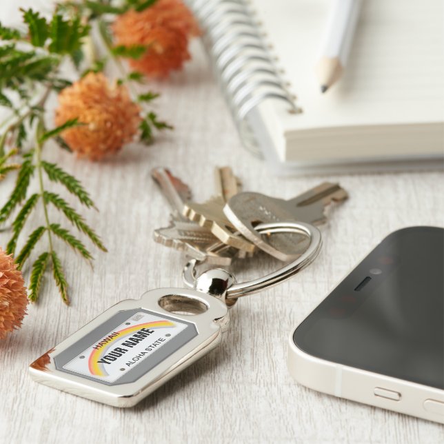 Hawaii License Plate (customizable) Keychain (Side)