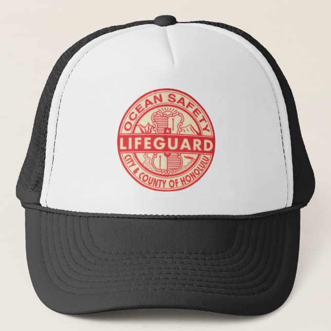 Hawaii Lifeguard Logo Trucker Hat (Front)