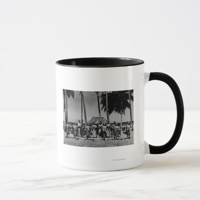 Hawaii - Line of Hula Girls Dancing Mug (Right)