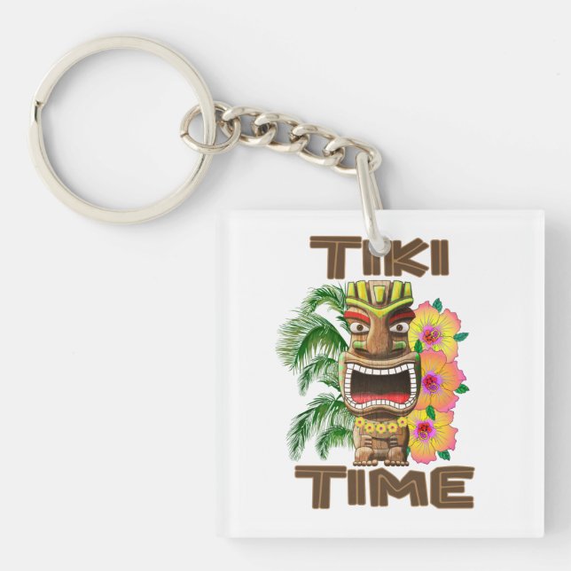 Hawaii Luau Tiki Time Keychain (Front)