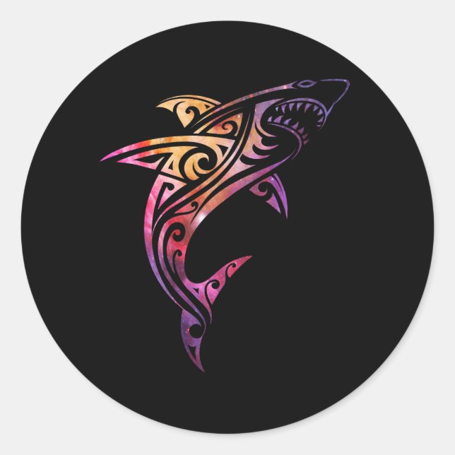 Hawaii Mano Tribal Shark Lover Classic Round Sticker (Front)
