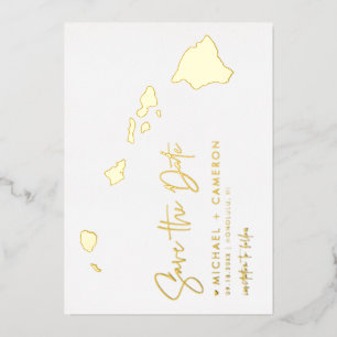 Hawaii Map Minimalist Script Photo Save The Date