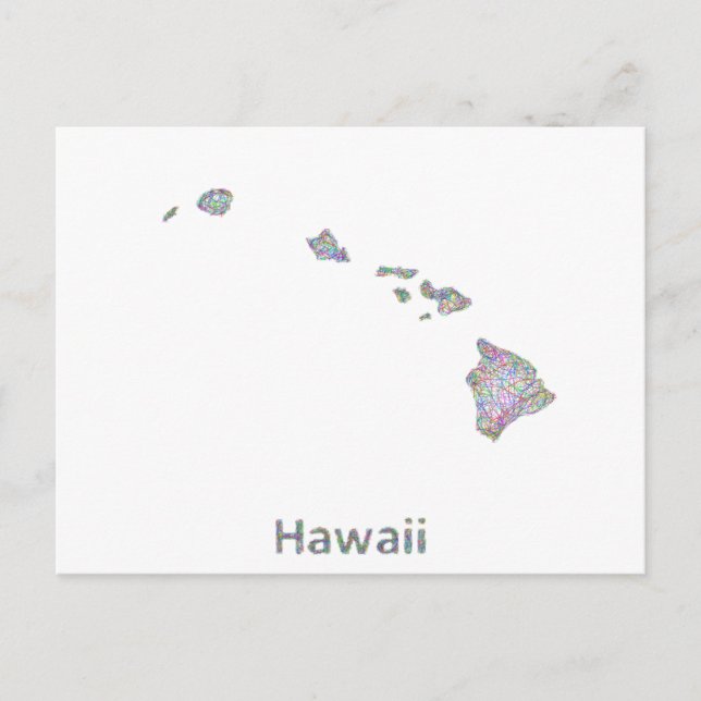 Hawaii map postcard (Front)