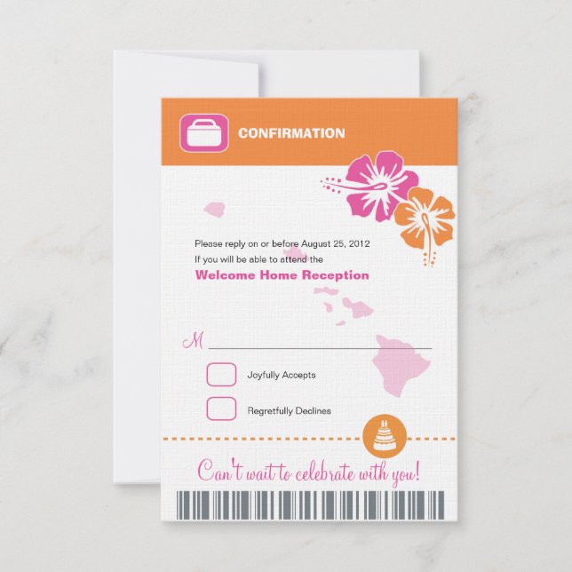 Hawaii Mariage Réponse RSVP Carte d'embarquement d (Devant)
