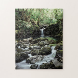 Hawaii, Maui, A waterfall flows into Blue Pool Jigsaw Puzzle