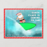 Hawaii Mele Kalikimaka Christmas Postcard<br><div class="desc">Funny Santa surfer design and line.</div>