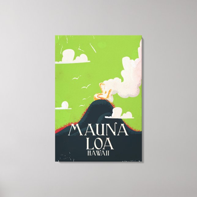 Hawaii Mount Loa Volcano Travel Poster Canvas Print (Front)