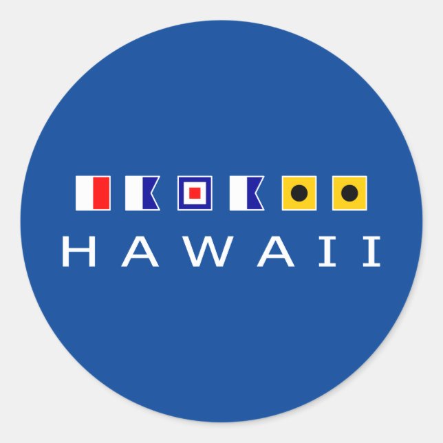 Hawaii Nautical Maritime Sailing Flags Dark Classic Round Sticker (Front)