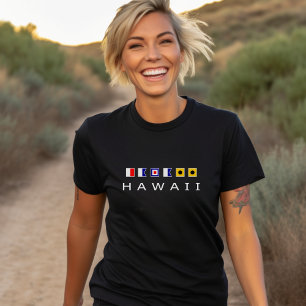 Hawaii Nautical Maritime Sailing Flags Dark T-Shirt