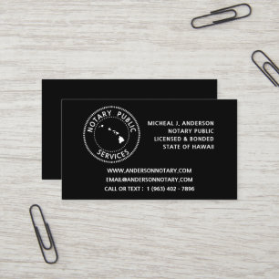 Hawaii Notary Public Services Business Card