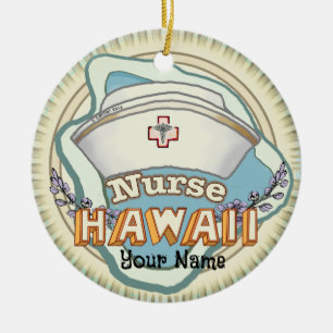 Hawaii Nurse Ceramic Ornament