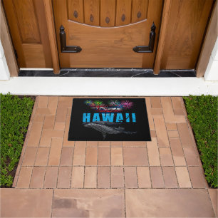 HAWAII NYE POLYNESIAN TRIBAL HUMPBACK FIREWORKS DOORMAT