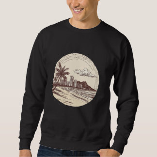 Hawaii Oahu Honolulu Waikiki Volcano Surf Retro Sweatshirt