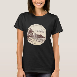 Hawaii Oahu Honolulu Waikiki Volcano Surf Retro T-Shirt