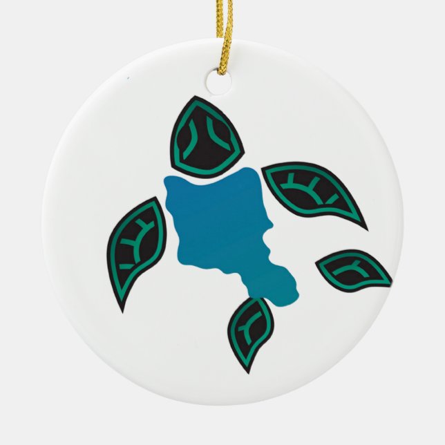 Hawaii Oahu Island Turtle Ceramic Ornament (Front)