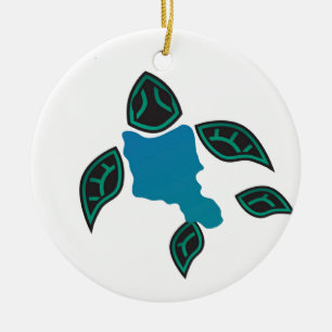Hawaii Oahu Island Turtle Ceramic Ornament
