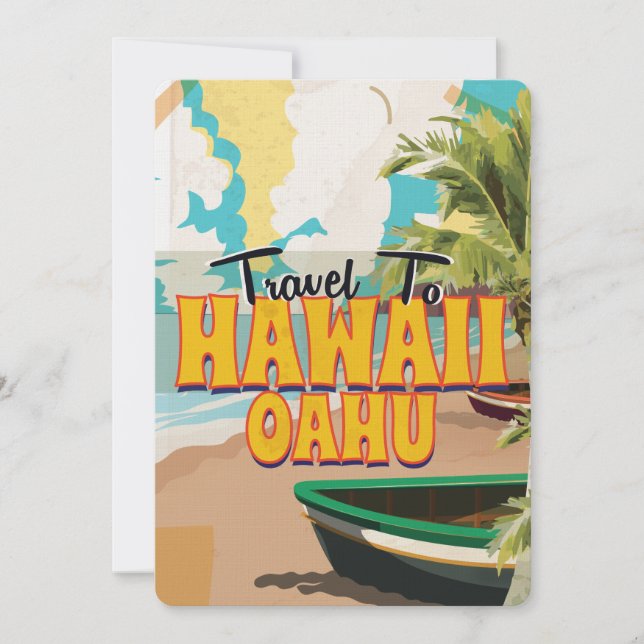 Hawaii OAHU Vintage Travel poster Invitation (Front)