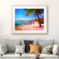 Hawaii Palm Tree Vintage Look Photo On Beach Time