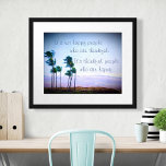 Hawaii Palm Trees Photo Thankful People Quote Poster<br><div class="desc">“It’s not happy people who are thankful. It’s thankful people who are happy.” Make your own happiness and be thankful for what you have while you gaze at this blue & purple softly lit photography poster of palm trees blowing in the Hawaiian breeze. You can easily personalize this poster plus...</div>