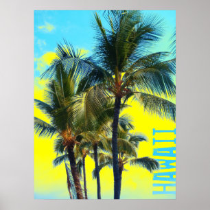 Hawaii palm yellow poster