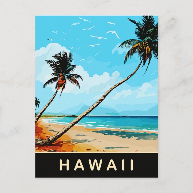 Hawaii, Palms on the sand beach, Travel  Postcard (Front)