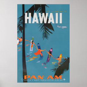 Hawaii - Pan American Clipper Travel Poster Prints