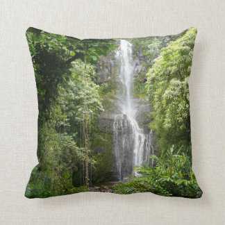 Hawaii - Paradise Beach & Waterfall Throw Pillow