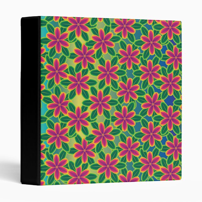 Hawaii Passion Hot Pink Tropical Flower Power Binder (Front/Spine)