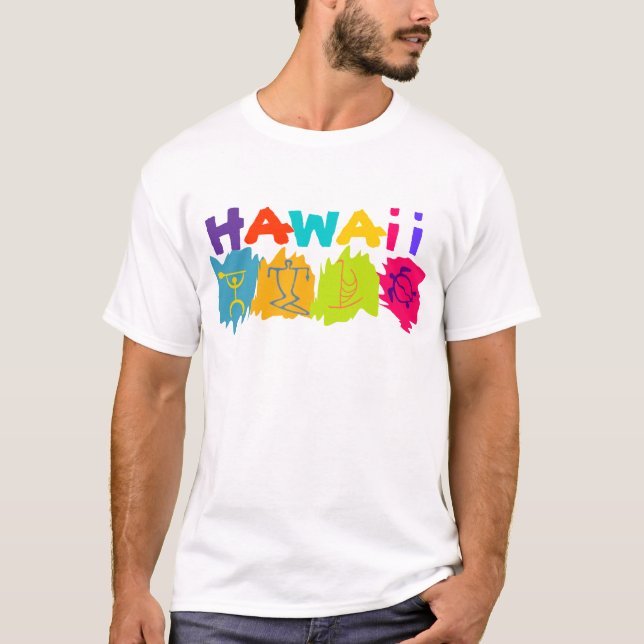 hawaii petroglyphs surfer honu canoe - Customized T-Shirt (Front)