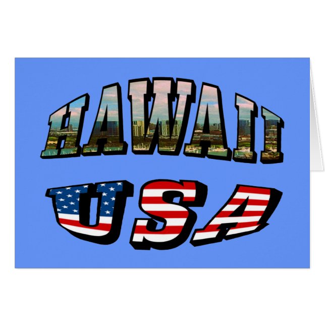 Hawaii Picture and USA Flag Text (Front Horizontal)
