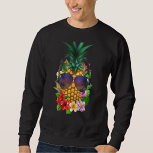 Hawaii Pineapple Aloha Flower Beach Backprint Sweatshirt