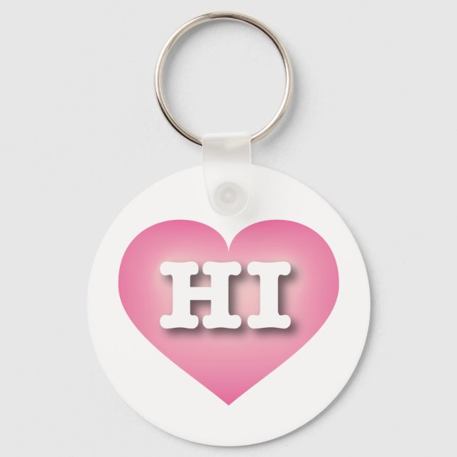 Hawaii Pink Fade Heart - I love HI Keychain (Front)