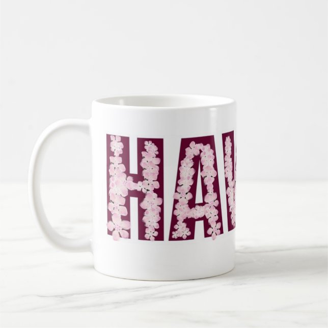 Hawaii pink lei flower coffee mug (Left)