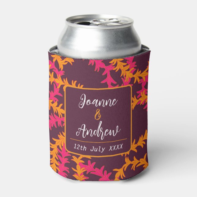 Hawaii Pink Orange Beach Wedding Favour Can Cooler (Can Front)