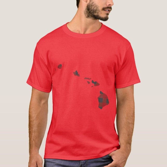 Hawaii Plaid in Red T-Shirt (Front)