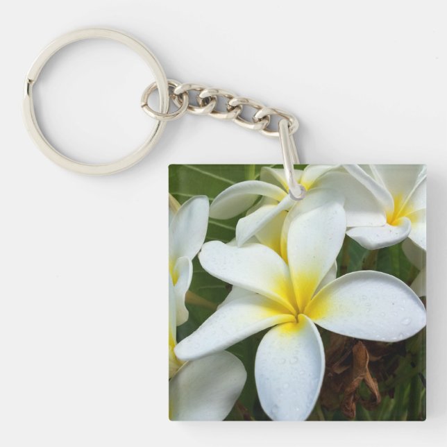 Hawaii Plumeria Flowers Keychain (Front)