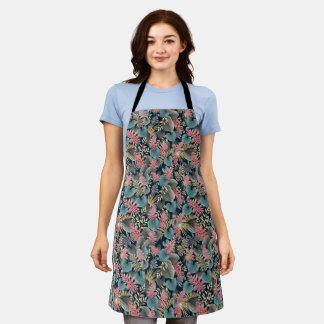Hawaii Print Flower Cotton Aprons For Men & Women