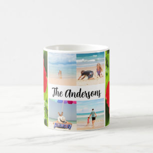 Hawaii Red Hibiscus 4 Photo Family Name Trip Coffee Mug