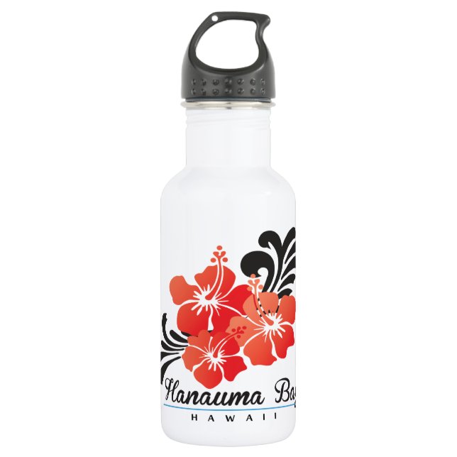 Hawaii Red Hibiscus Flowers 532 Ml Water Bottle (Front)
