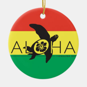 Hawaii Reggae Turtle Ceramic Ornament