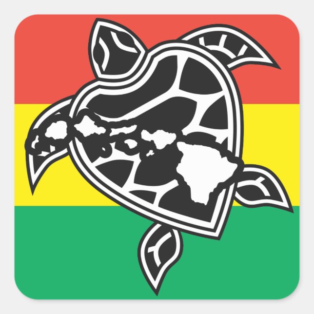 Hawaii Reggae Turtle Square Sticker (Front)