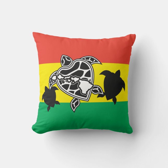 Hawaii Reggae Turtle Throw Pillow (Front)
