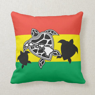 Hawaii Reggae Turtle Throw Pillow