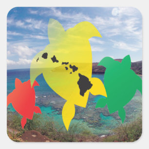 Hawaii Reggae Turtles Square Sticker