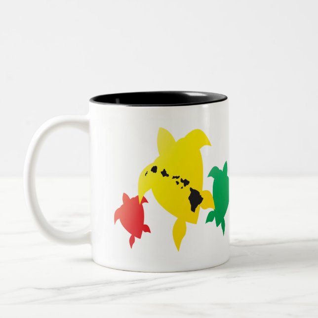 Hawaii Reggae Turtles Two-Tone Coffee Mug (Left)
