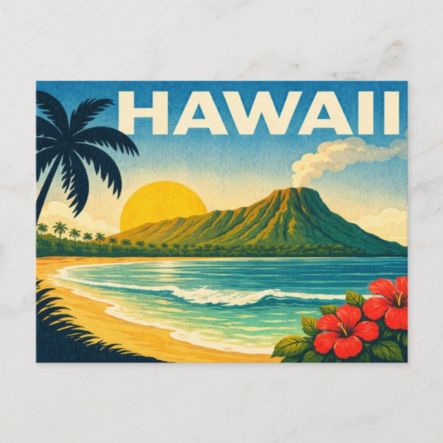 Hawaii Retro Travel Postcard (Front)