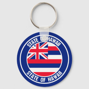Hawaii Round Emblem Keychain