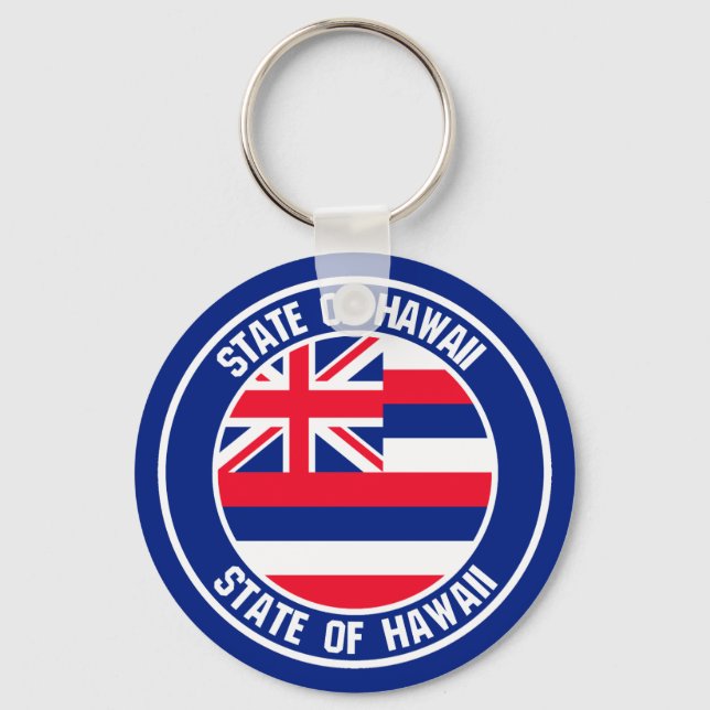 Hawaii Round Emblem Keychain (Front)
